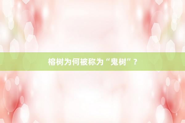 榕树为何被称为“鬼树”？